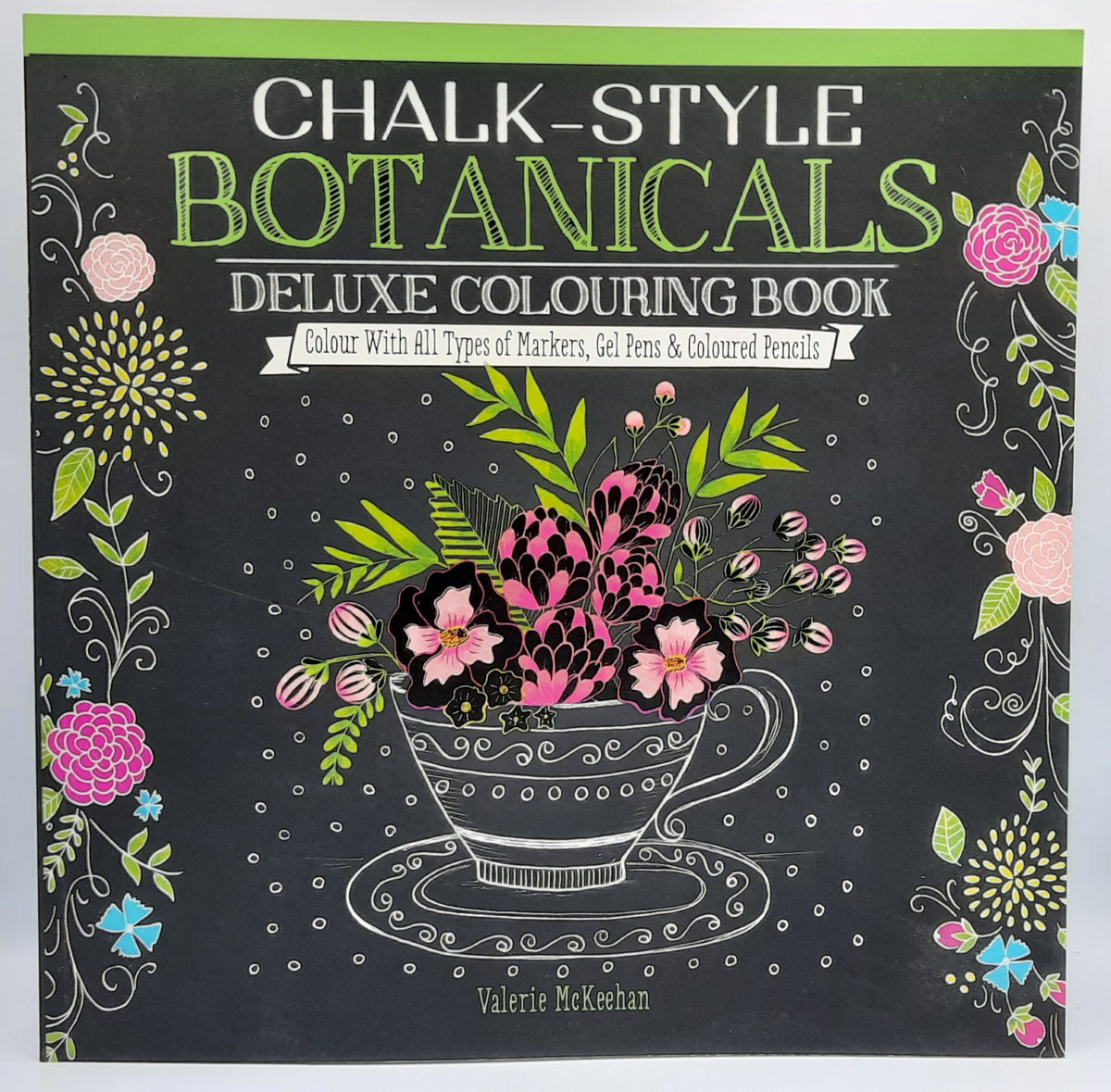 Chalkboard style adult coloring book - Chalk-Style Botanicals