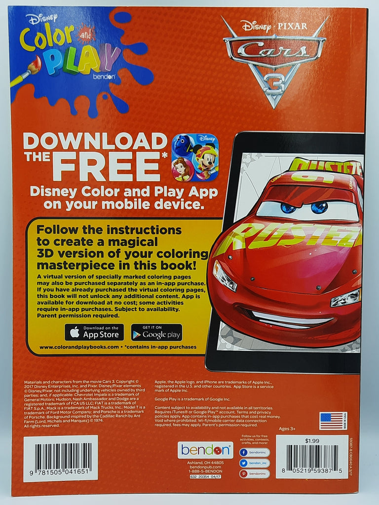 Color And Play Cars 3 Coloring Book – Pre-Booked